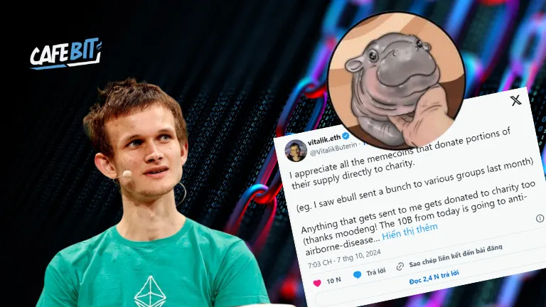 Vitalik Buterin tiếp tục hành trình thiện nguyện với memecoin MOODENG