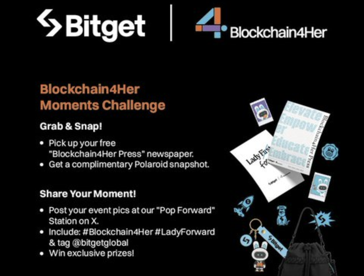 Hình ảnh bài viết: Khám Phá Gian Hàng Blockchain4Her Của Bitget Tại Token2049 – Quà Tặng Độc Quyền Đang Chờ Bạn