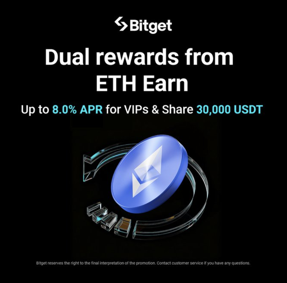 Hình ảnh bài viết: Tối Ưu Hóa Lợi Nhuận Ethereum: Cơ Hội Săn “Lãi Suất Kép” Lên Tới 8% APR Và Chia Sẻ 30.000 USDT Trên Bitget Earn