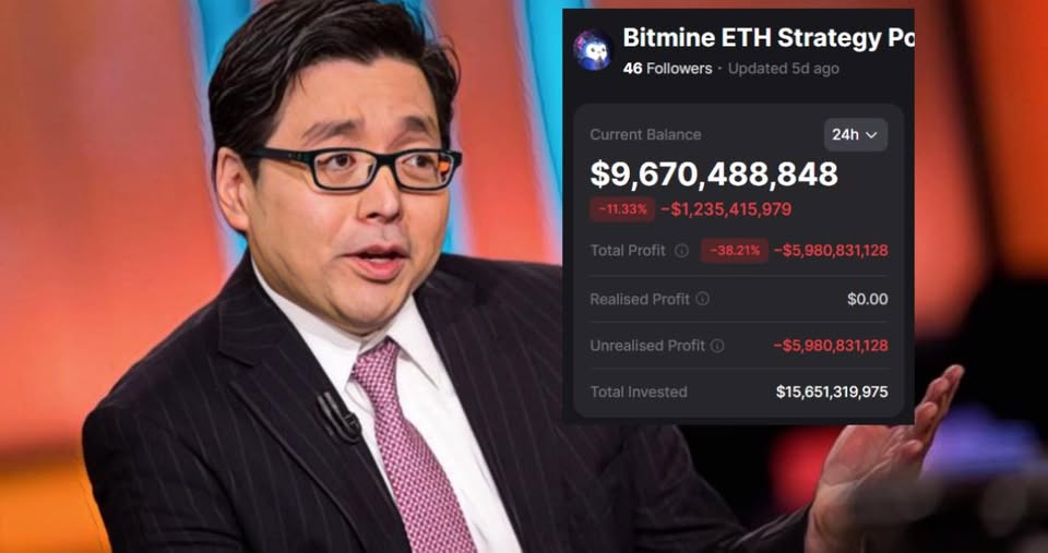 Hình ảnh bài viết: Danh mục Ethereum của Bitmine lao dốc, Tom Lee đối mặt khoản lỗ gần 6 tỷ USD